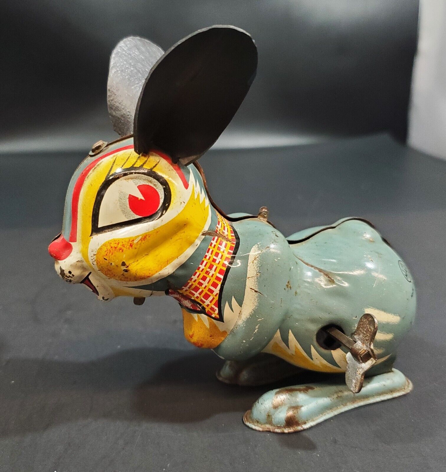 Vintage Wind-Up Hopping Bunny Rabbit Tin Litho Toy Made in Japan - £19.37 GBP