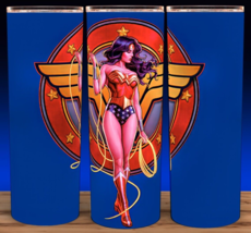 Wonder Woman Super Hero Retro Comic Cup Mug Tumbler 20oz with lid and straw - £15.53 GBP