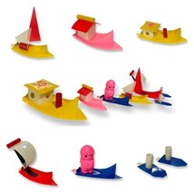 VTG 1960s Japanese Camphor Boats w/ Pink Surf Kewpie, Mint, Rare Collect... - $145.13