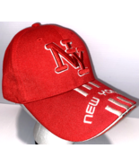 New York Hat Wool Embroidered Red Hook And Loop Cap Racing Stripe Spell Out - £11.35 GBP