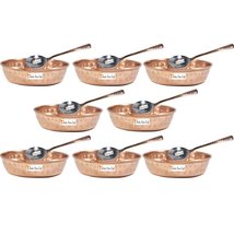 Set of 8 - Prisha India Craft Handmade 100% Pure Copper Bowl Spoon Set, Hammered - £48.00 GBP