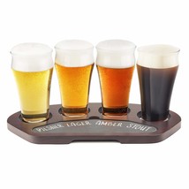 Final Touch Craft Beer Flight Set with Solid Wood &amp; Slate Serving Board ... - £39.21 GBP