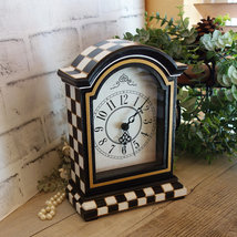 Courtly Mantle Clock Black and White Checked Clock Decor Buffalo Check C... - £62.60 GBP