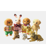 5 Sylvanian Families Calico Critters Toy Poodle Chocolate Rabbit Family Lab - £32.20 GBP