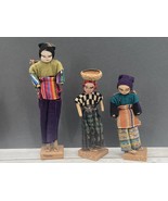 Vintage Guatemala Dolls Guatemalan Peruvian Folk Art Lot of 3 Wood And C... - $18.50