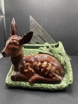 SHAWNEE PLANTER POTTERY #766 DEER SITTING ON GREENERY 7X7&quot; VINTAGE 1940-... - $24.75