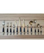 Vtg Thai Siam Bronze &amp; Rosewood Buddha Flatware Set, 166 pc Service for ... - $296.98