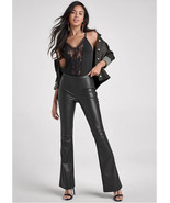 Women&#39;s Genuine Soft Lambskin Leather Pants Handmade Stylish Flare botto... - $154.27 CAD+