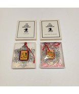 1990 &amp; 1991 USPS Traditional Stamp Christmas Ornaments ~ Silver Plated - £6.93 GBP