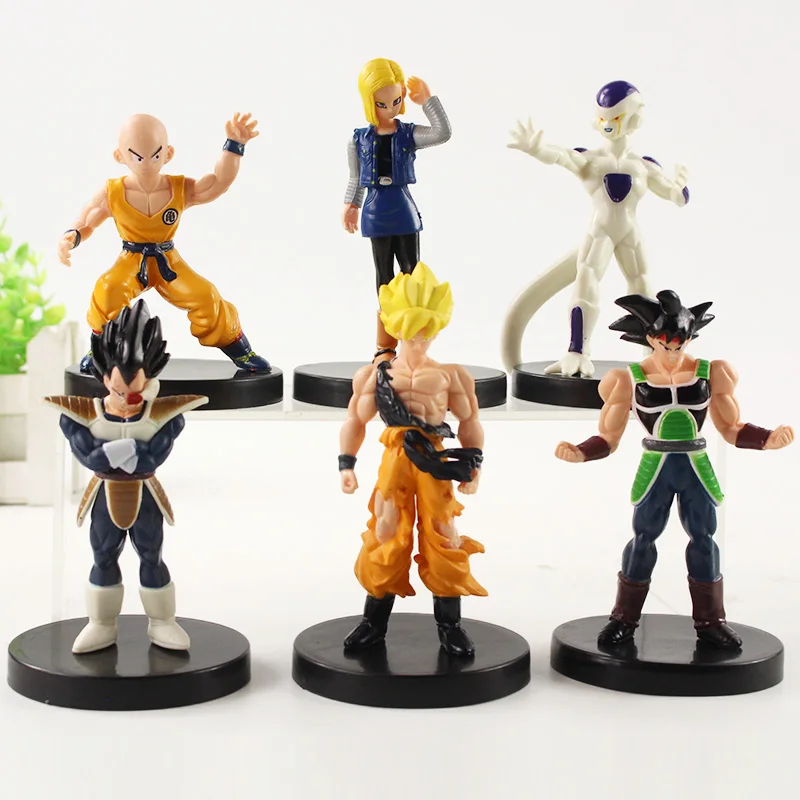 6Pcs/Set Dragon Ball Z Anime Son Goku Kuririn Vegeta IV Frieza Android 18 Action - £18.15 GBP