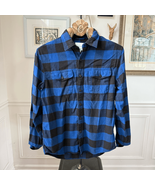 American Eagle Blue Black Buffalo Check Flannel Button Down Shirt S - $371.51 MXN