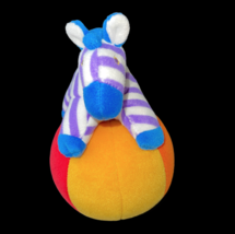 Gymboree Zebra Plush Stuffed Ball Baby Toy Chime Bell Sound Purple White... - $59.99
