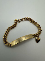 Antique Gold Joe and Jen Love ID Bracelet by Speidel - £11.87 GBP