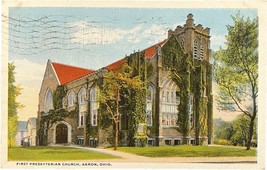 First Presbyterian Church, Akron, Ohio, vintage postcard 1917 - $13.99