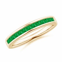 ANGARA Channel Set Square Emerald Half Eternity Band in 14K Solid Gold - £633.90 GBP