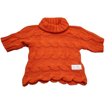 French Connection Sweater Womens S Orange Knit Quarter Sleeve Turtle Neck Top - £14.43 GBP