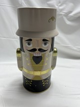 Christmas Nutcracker Soldier Tin Canister Beige Handsome Guy. EUC - $6.68