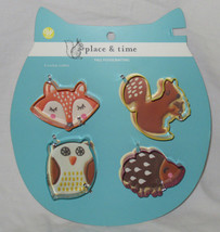 Wilton 4-Piece Cookie Cutter Set Metal Fall Foodcrafting Fox Squirrel Owl Hedge - £13.42 GBP