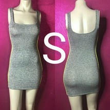Grey Warm Knit Neon Trendy Fashion Bodycon Dress Size S - £23.31 GBP