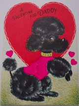 Vintage A Valentine For Daddy Poodle With Flocked Sweater Valentine Card... - $5.99