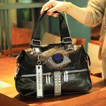 Women Fashion PU Vegan Leather Rhinestone Eye Pattern Crossbody Bag Female High  - £75.27 GBP