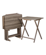 XL Oversized Folding Tray Table Set of 4 with Rack, Rustic Gray - €73,06 EUR