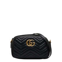 Gucci GG Marmont Crossbody Chain Shoulder Bag Black Leather - £1,757.45 GBP