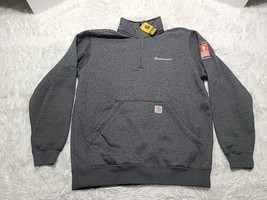 Carhartt Loose Fit Midweight 1/4 Zip Mock-Neck L Gray Sweatshirt Pocket ... - $33.51