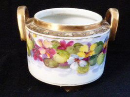 VTG Nippon M Morimura Noritake Floral Sugar Jam Jar Hand Painted Japan - £23.10 GBP