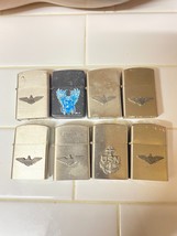 Lot Of 8 Black , Silver United States Navy Insignia Zippo  Lighter - $147.51