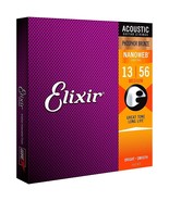 Elixir Phosphor Bronze Acoustic Guitar Strings NANOWEB Coating, Medium .... - £37.65 GBP