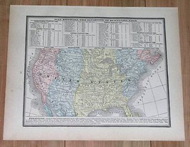 1890 Original Antique Map Of United States Time Zones Divisions Of Standard Time - $24.22