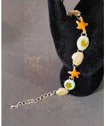 Ocean Themed Sea Shells Starfish Sand Dollar Enamel Link Bracelet - $12.20