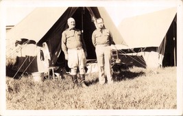 U.S. ARMY OFFICER &amp; SOLDIER AT CAMP-MILITARY REAL PHOTO POSTCARD 1920s - £6.08 GBP
