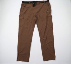 Vintage Streetwear Mens 44x34 Stretch Nylon Belted Hiking Mountain Pants Brown - £34.41 GBP