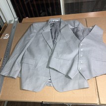 Yves Saint Laurent Gray Two Piece Vintage Set 44R Sport Coat Vest Blazer Jacket - £61.27 GBP