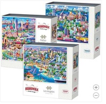 Boardwalk Jigsaw Puzzles Coast to Coast 3-Pack Boson Dallas Los Angeles - $69.99
