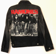 $125 Ramones Punk Rock Vintage 90s Black Distressed Unisex Denim Jacket ... - $153.55