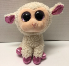 Ty Beanie Boos Twinkle Lamb 6&quot; Sheep White Purple Glitter Eyes Plush - £3.86 GBP