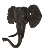 Pack Of 2 Rustic Cast Iron Safari Elephant Trunk Up Wall Hook Hanger Scu... - $441.66 MXN