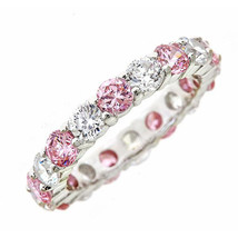 3.05CT Rosa &amp; Weiß Diamant 14K Vergoldet Ehering Volle Ewigkeit - £180.91 GBP