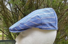 STETSON NOS Blue Linen Golf CAP-- Striped denim look sporty newsboy Hat ... - €21,60 EUR