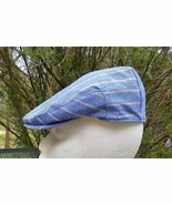 STETSON NOS Blue Linen Golf CAP-- Striped denim look sporty newsboy Hat ... - €21,63 EUR