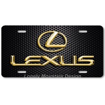 Lexus Logo Inspired Art Gold on Mesh FLAT Aluminum Novelty Car License Tag Plate - £14.38 GBP