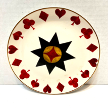Vintage ED Hand Painted Poker Card Suits Snack Dessert Plate 6 inch Round - £8.45 GBP