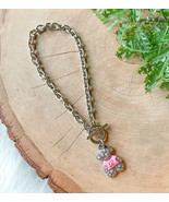 Brighton Silver TEDDY Bear Charm Bracelet Pink Shirt Rhinestones Animal - $452.74 MXN
