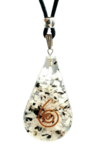 Orgone Moonstone Necklace Beaded Pendant New Beginning Teardrop Copper Coil - $9.95