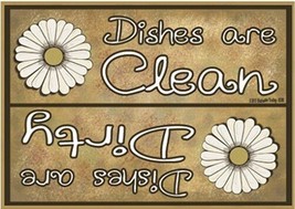 Clean Dirty Dishwasher Magnet Kitchen Wood Cute Daisy Nice 2.5&quot; x 3.5&quot; NEW V - £4.63 GBP