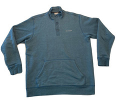 Columbia Mens Fleece Henley Sweatshirt Light Blue Size Large Outdoor Pocket - $21.29