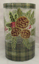 Yankee Candle Clear Large Jar Holder Plaid PINECONE CRACKLE berries branches - £57.65 GBP